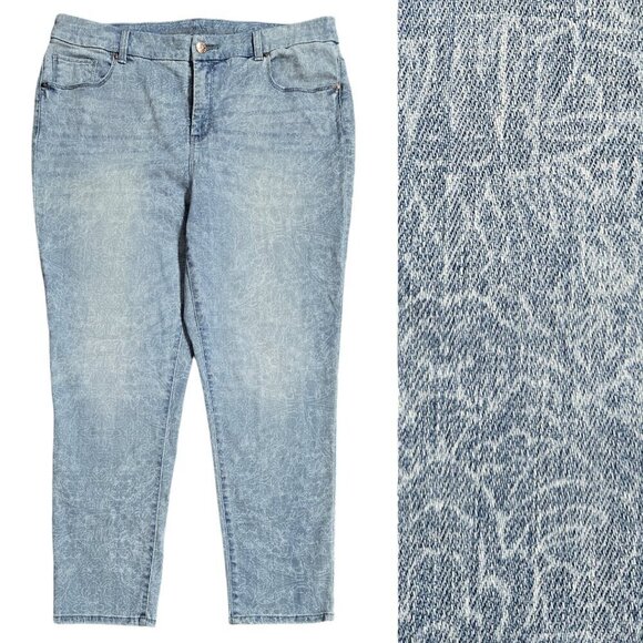 Chico's Denim - Chico's So Slimming Medallion Print Medium Wash Girlfriend Ankle Jeans Boho